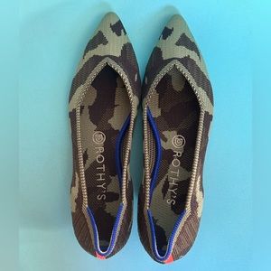 Rothy’s Olive Camo Point Flats